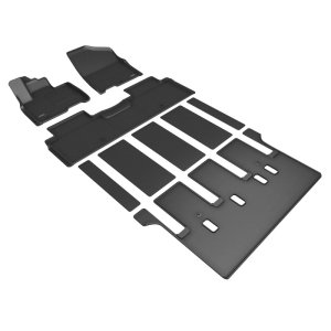 Kia Carnival Floor Mats - Front + Rear - 3D MAXpider - KAGU Series - Black - `22-`24 Kia Carnival Floor Mats - Front + Rear - 3D MAXpider - KAGU Series - Black - `22-`24